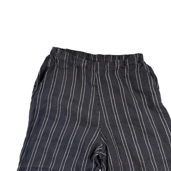 Flax Women's Size Small Black White Striped Linen Pull On  Pants - Picture 2 of 6